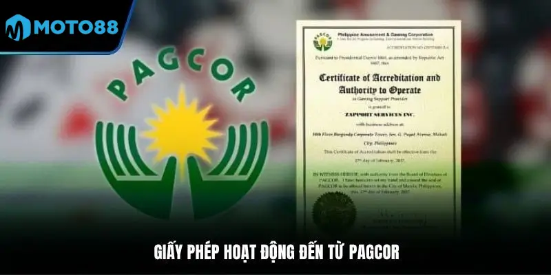 Giấy phép hoạt động đến từ PAGCOR